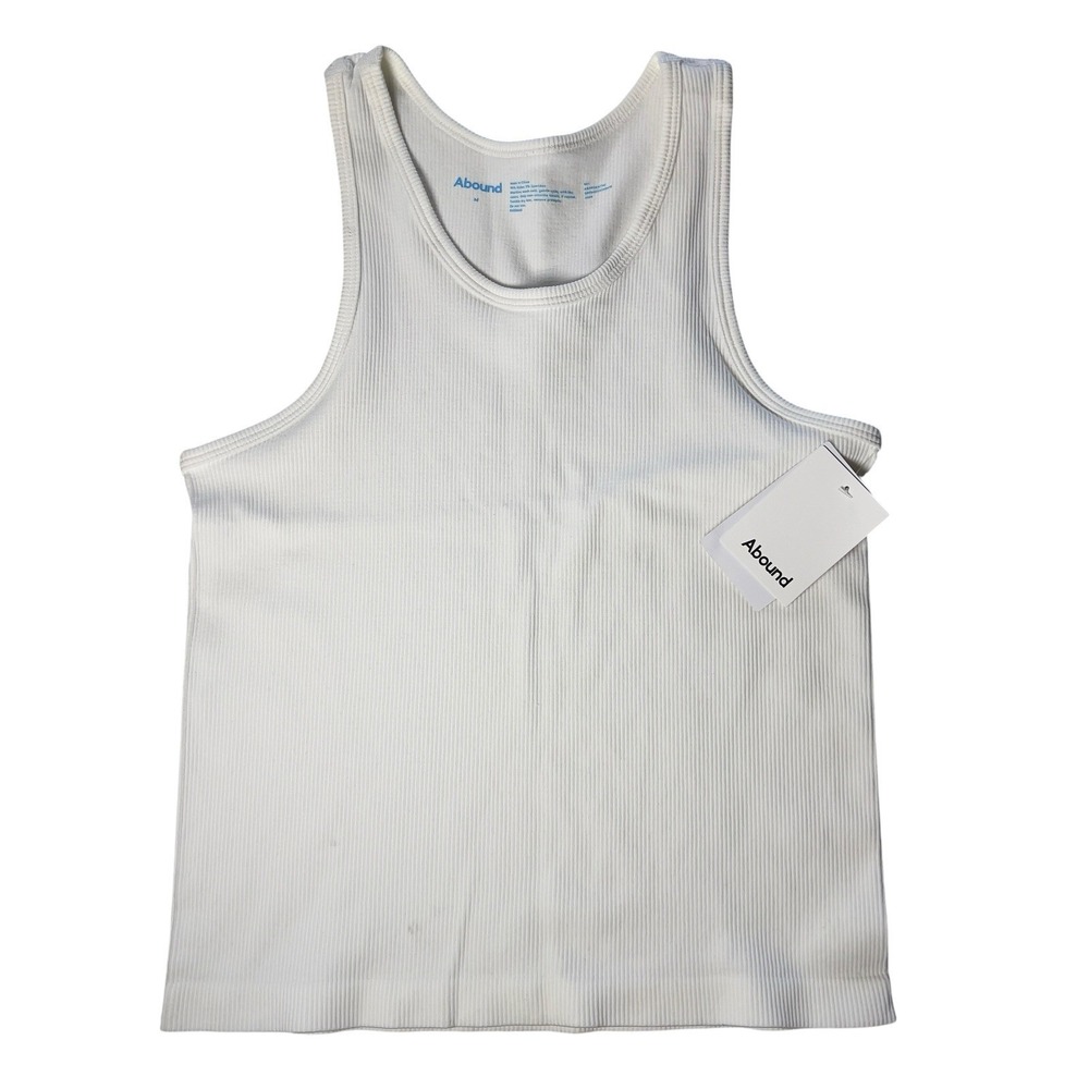 NWT Nordstrom Abound Ribbed Tank Top Women's Size M Scoop Neck White Basics